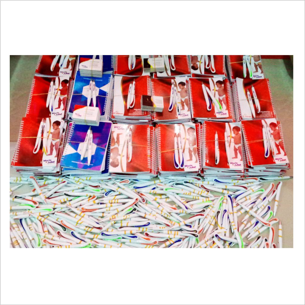 Branded pen, books and cards
