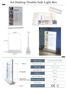 A4 2 SIDE LED MENU STAND