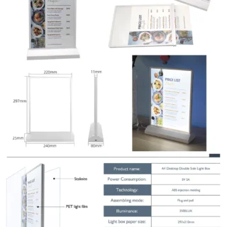 A4 2 SIDE LED MENU STAND